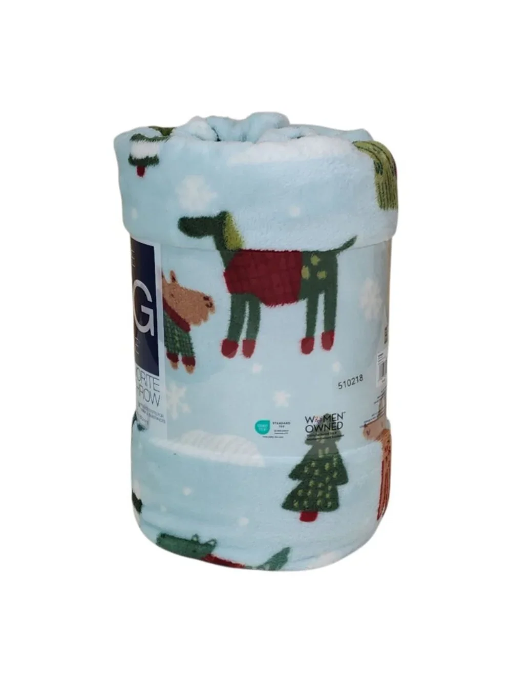 The Big One Oversized Plush Throw Blanket 5'x6' Christmas Dogs Blue Animal Print